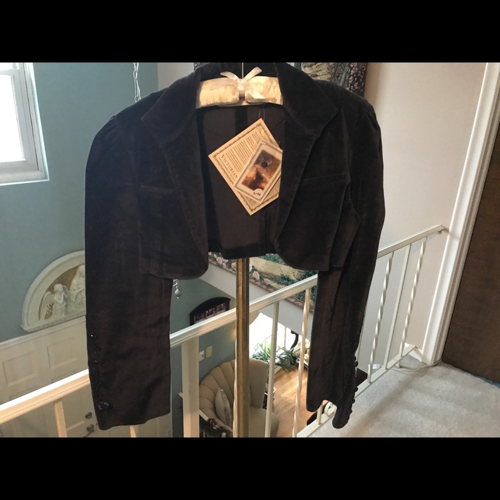 New black charcoal velvet bolero jacket Size S/M